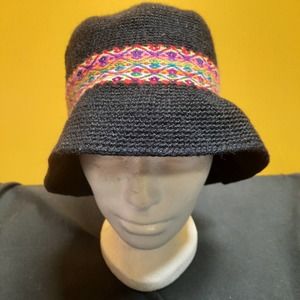 Go Fish Handmade in Peru Alpaca Blend Black Bucket hat  OSFM